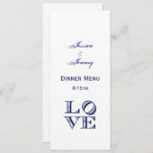 Invitation Texte graphique LOVE - Bleu (Devant / Derrière)