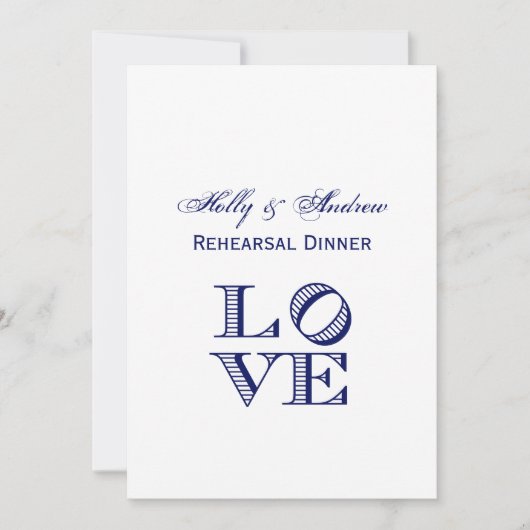 Invitation Texte graphique LOVE - Bleu (Devant)