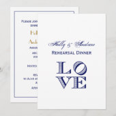 Invitation Texte graphique LOVE - Bleu (Devant / Derrière)