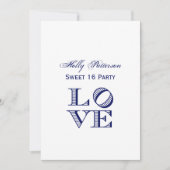 Invitation Texte graphique LOVE - Bleu (Devant)