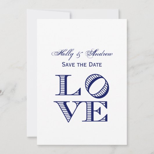 Invitation Texte graphique LOVE - Bleu (Devant)