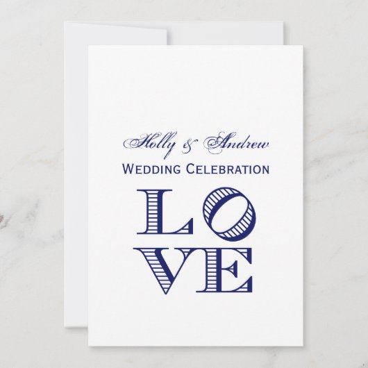 Invitation Texte graphique LOVE - Bleu (Devant)