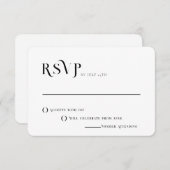 Invitation Texte Gras Noir et Blanc Chic Mariage moderne RSVP (Devant / Derrière)