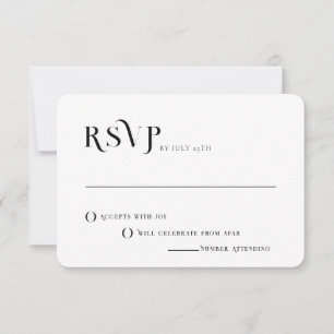 Invitation Texte Gras Noir et Blanc Chic Mariage moderne RSVP