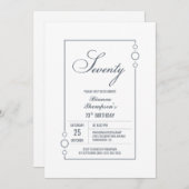 Invitation Texte gris élégant 70e fête d'anniversaire (Devant / Derrière)