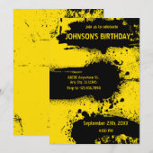 INVITATION TEXTE GRUNGE NOIR ET JAUNE (Devant / Derrière)