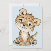 Invitation Texte mignon Baby shower Bébé Animal Jeu Bleu (Dos)