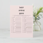 Invitation Texte mignon Baby shower bébé animal jeu rose (Debout devant)