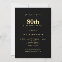 Texte minimaliste Gold Noir 80e fête d'anniversair