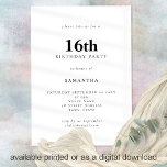 Invitation Texte minimaliste N'importe quelle couleur 16e fêt<br><div class="desc">Texte minimaliste Toute couleur 16e fête d'anniversaire. 100% personnalisable. Personnalisez facilement le texte et modifiez la police et les couleurs arrière - plans si vous le souhaitez via l'option Modifier plus.</div>