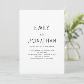 Invitation Texte minimaliste QR Code noir blanc Mariage (Debout devant)