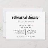 Invitation Texte moderne | Dîner de répétition noir et blanc (Devant)