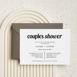 Invitation Texte moderne   Douche Couples Noir et Blanc