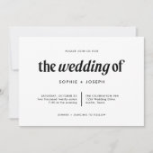 Invitation Texte moderne | Mariage noir et blanc avec code QR (Devant)