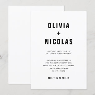 Invitation Texte moderne simple   Mariage noir et blanc