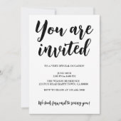 Invitation Texte noir de fête générale monochrome moderne (Devant)
