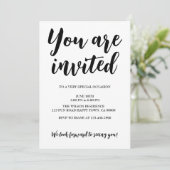 Invitation Texte noir de la partie générale monochrome modern (Debout devant)