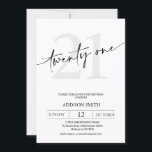 Invitation Texte noir minimaliste moderne 21e anniversaire<br><div class="desc">Texte minimaliste moderne Texte noir 21e Invitation anniversaire avec Dividers Simple invitation de vingt et unième anniversaire avec un titre de calligraphie moderne et numéro d'âge gris sur un arrière - plan blanc. Cette invitation moderne de 21e anniversaire est idéale pour quelqu'un qui cherche un design simple.</div>