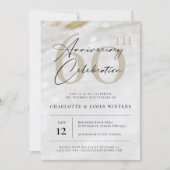 Invitation Texte perlé élégant et classique 60e anniversaire (Devant)