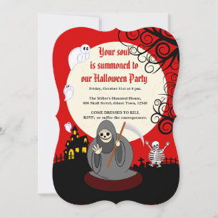 Invitation Texte personnalisé, Halloween éffrayant "Grim Reap