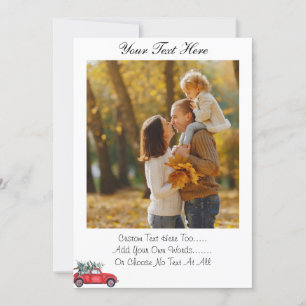 Invitation Texte personnalisé/photo Noël Red Truck Car Snow T