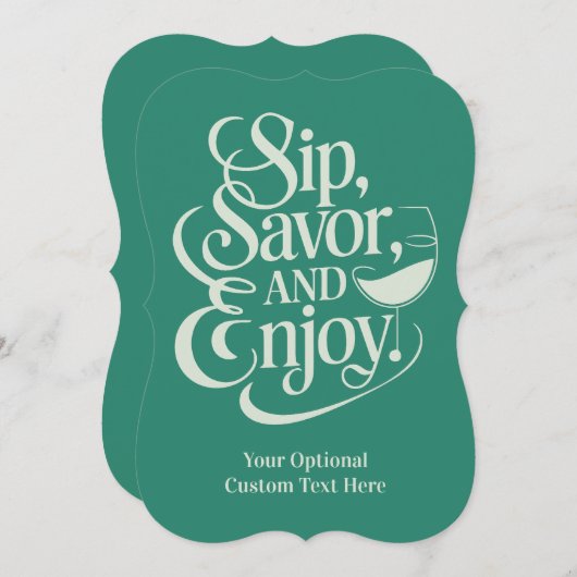 Invitation Texte personnalisé, savourez, appréciez (Devant / Derrière)