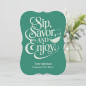 Invitation Texte personnalisé, savourez, appréciez (Debout devant)
