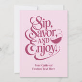Invitation Texte personnalisé, savourez, appréciez (Devant)