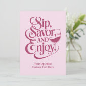 Invitation Texte personnalisé, savourez, appréciez (Debout devant)