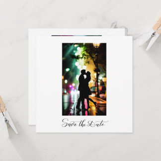 Invitation Texte Photo Noir Simple Élégant Romantique Script 