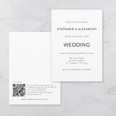 Invitation Texte simple Code QR noir blanc Mariage Invit