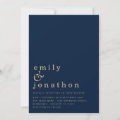 Invitation Texte simple contemporain Marine Mariage or (Devant)