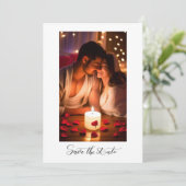 Invitation Texte simple élégant et photo | Enregistrez la dat (Debout devant)