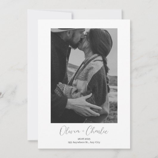 Invitation Texte simple et élégant et photo Boho Enregistrer  (Devant)