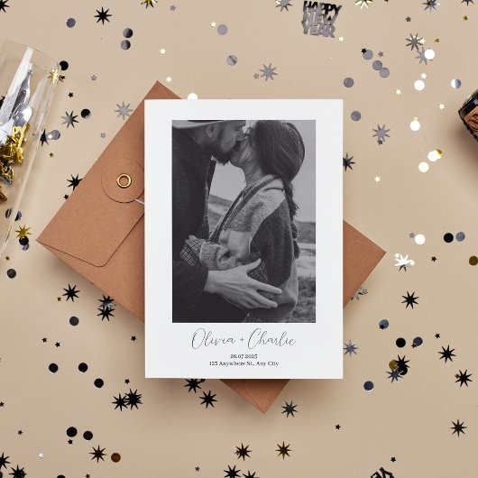 Invitation Texte simple et élégant et photo Boho Enregistrer 