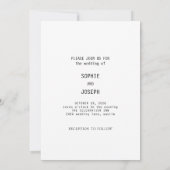Invitation Texte simple et élégant | Mariage (Dos)