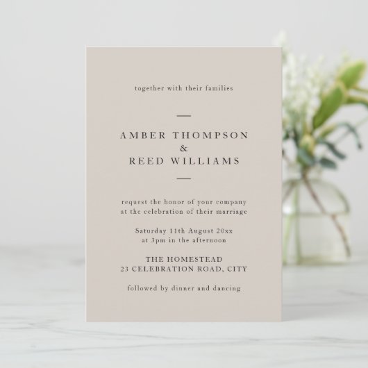 Invitation Texte simple et élégant minimal uniquement Mariage (Debout devant)