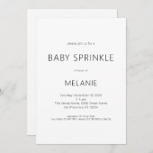 Invitation Texte Simple Genre Neutre Bébé Sprinkle Douche (Devant / Derrière)