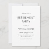 Invitation Texte simple Partie de retraite en noir et blanc u (Devant)