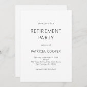 Invitation Texte simple Partie de retraite en noir et blanc u (Devant / Derrière)