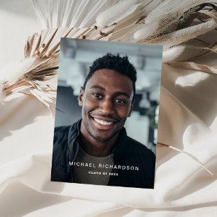 Invitation Texte simple Vertical Two Photo Graduation Party