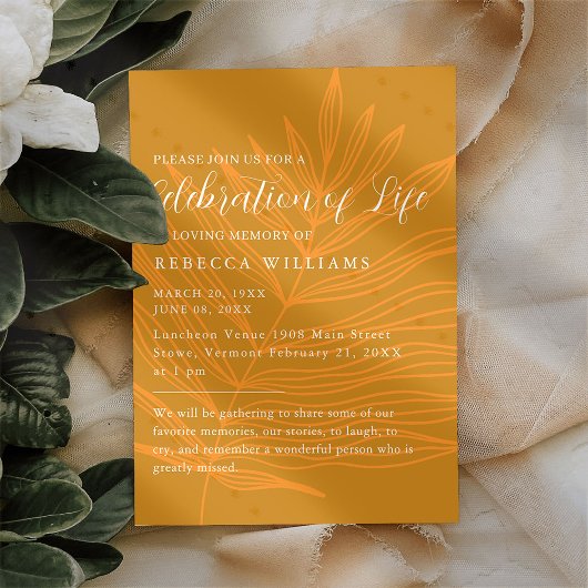 Invitation Texte Terracotta Célébration minimale de la vie