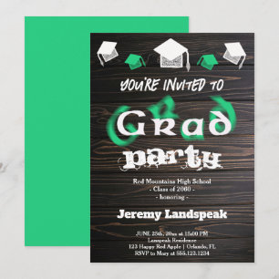Invitation Texte Vert Flou pour Fête de Remise de Diplômes