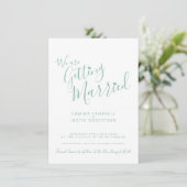 Invitation Texte vert simple sur le mariage blanc (Debout devant)