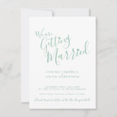 Invitation Texte vert simple sur le mariage blanc (Devant)
