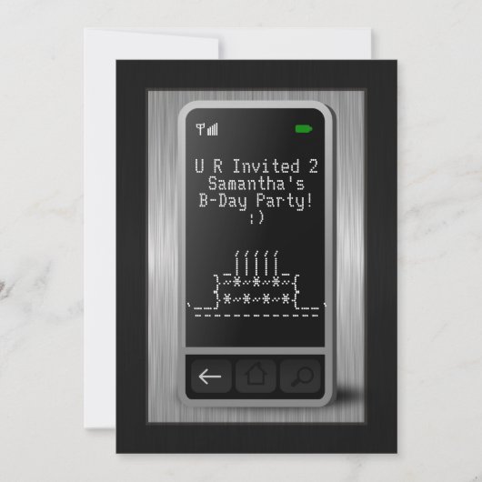 Invitation Texter Téléphone cellulaire Ado Anniversaire Invit (Devant)