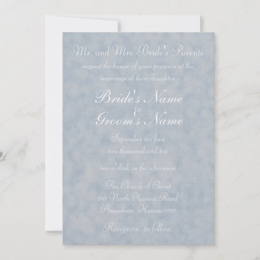 Invitation Texture bleue avec Mariage verse (Devant)