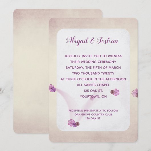 Invitation texture de baiser abstrait mariage (Devant / Derrière)