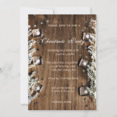 Invitation Texture de bois, flocons de neige, fête de Noël d' (Devant)