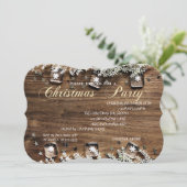 Invitation Texture de bois, Soirée de Noël d'entreprise (Debout devant)